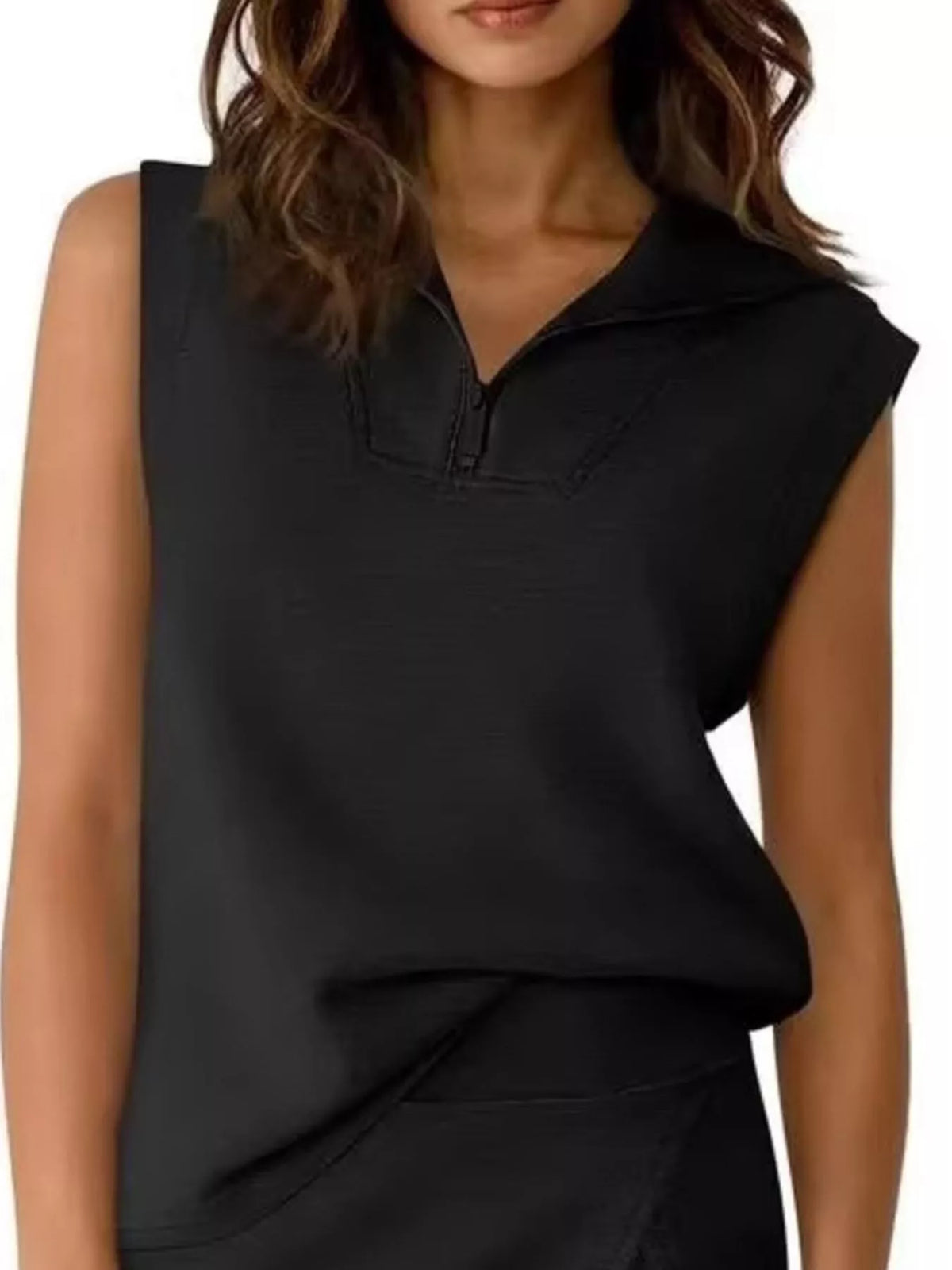 Black quarter zip set styled look