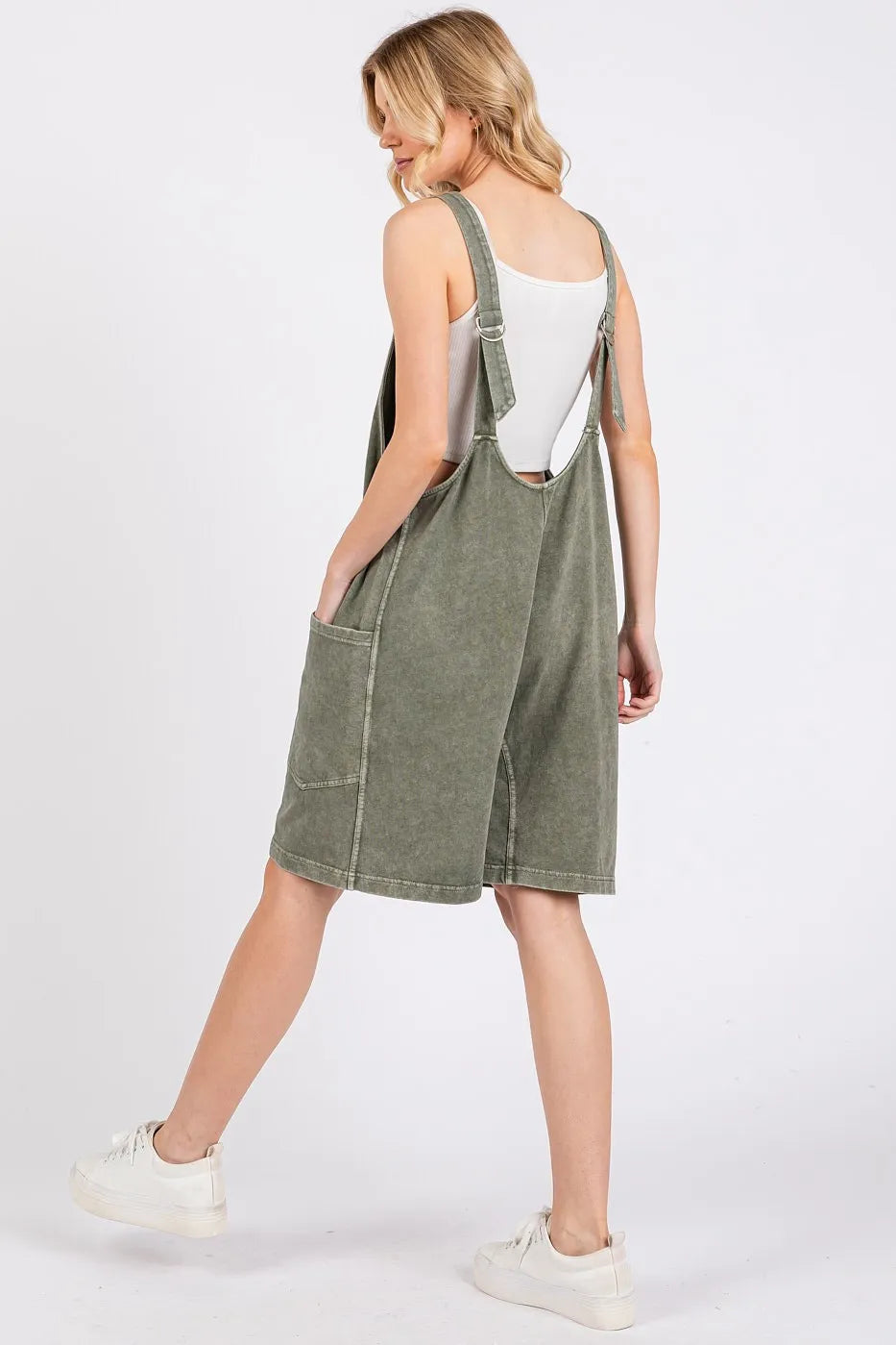 Low Scoop Neck Tank Washed French Terry Romper view 7