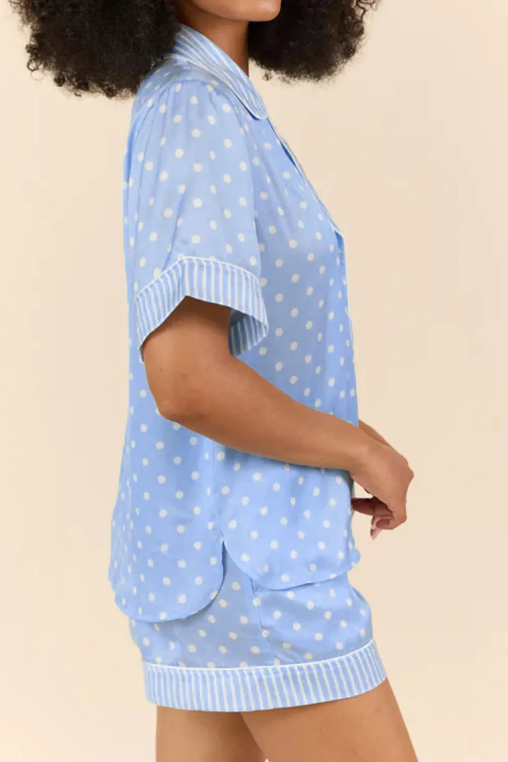 Soft viscose dotted pajama set side view