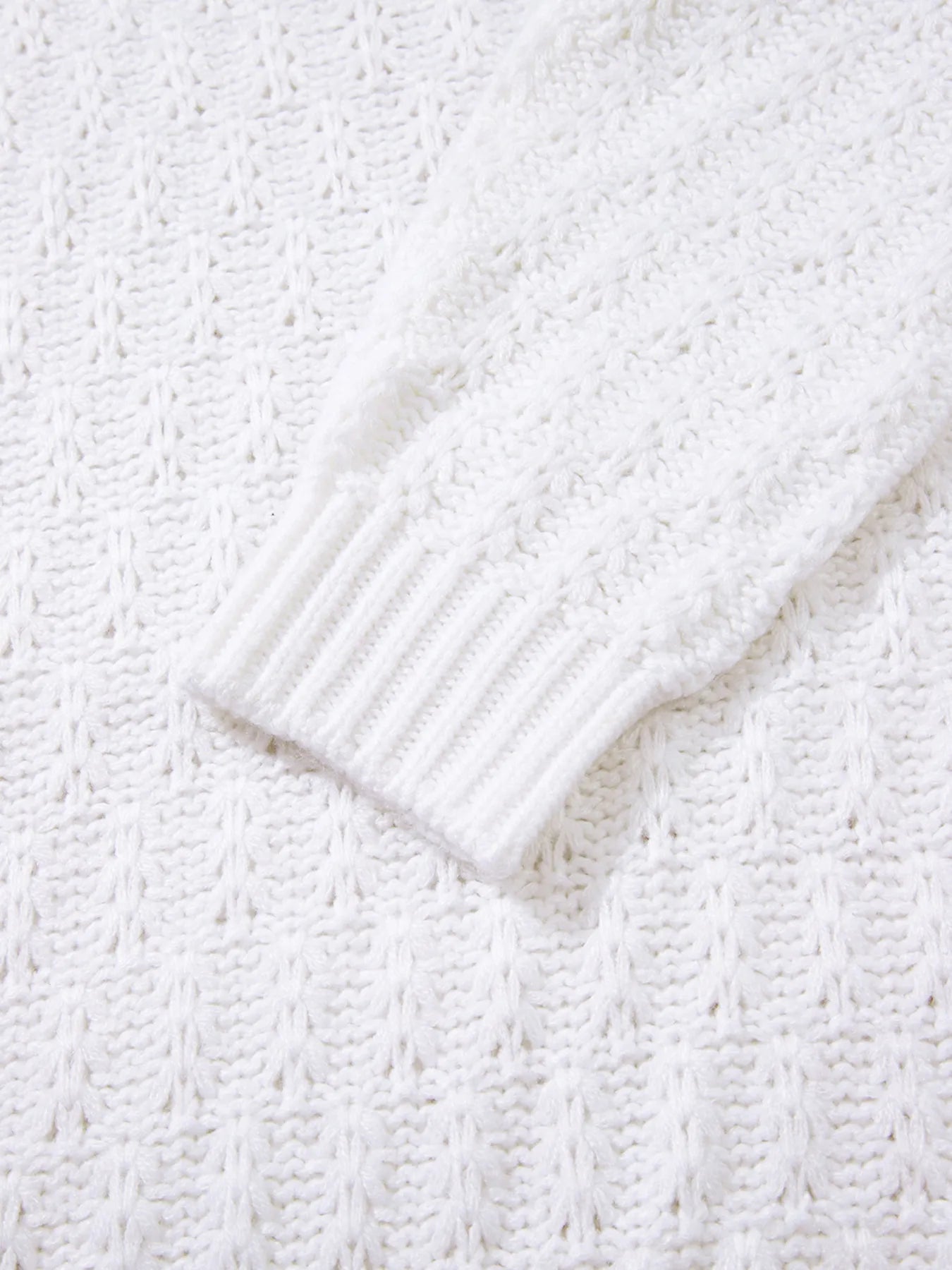 Textured Knit Ribbed Edge V Neck Loose Sweater - Fashorio