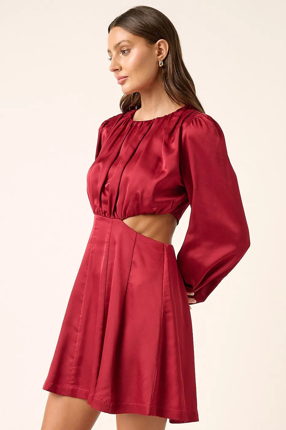 Satin Side Cutout Detail Mini Dress back view