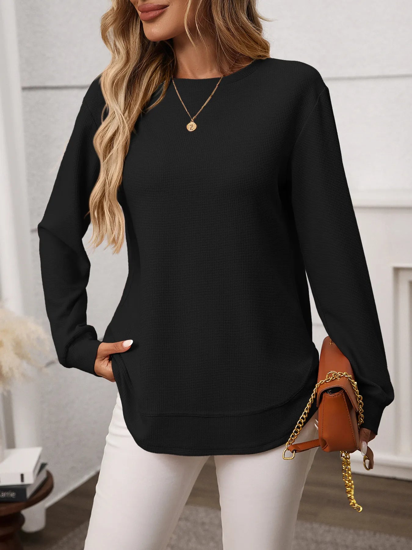 Long Sleeve Round Neck T-Shirt - Fashorio