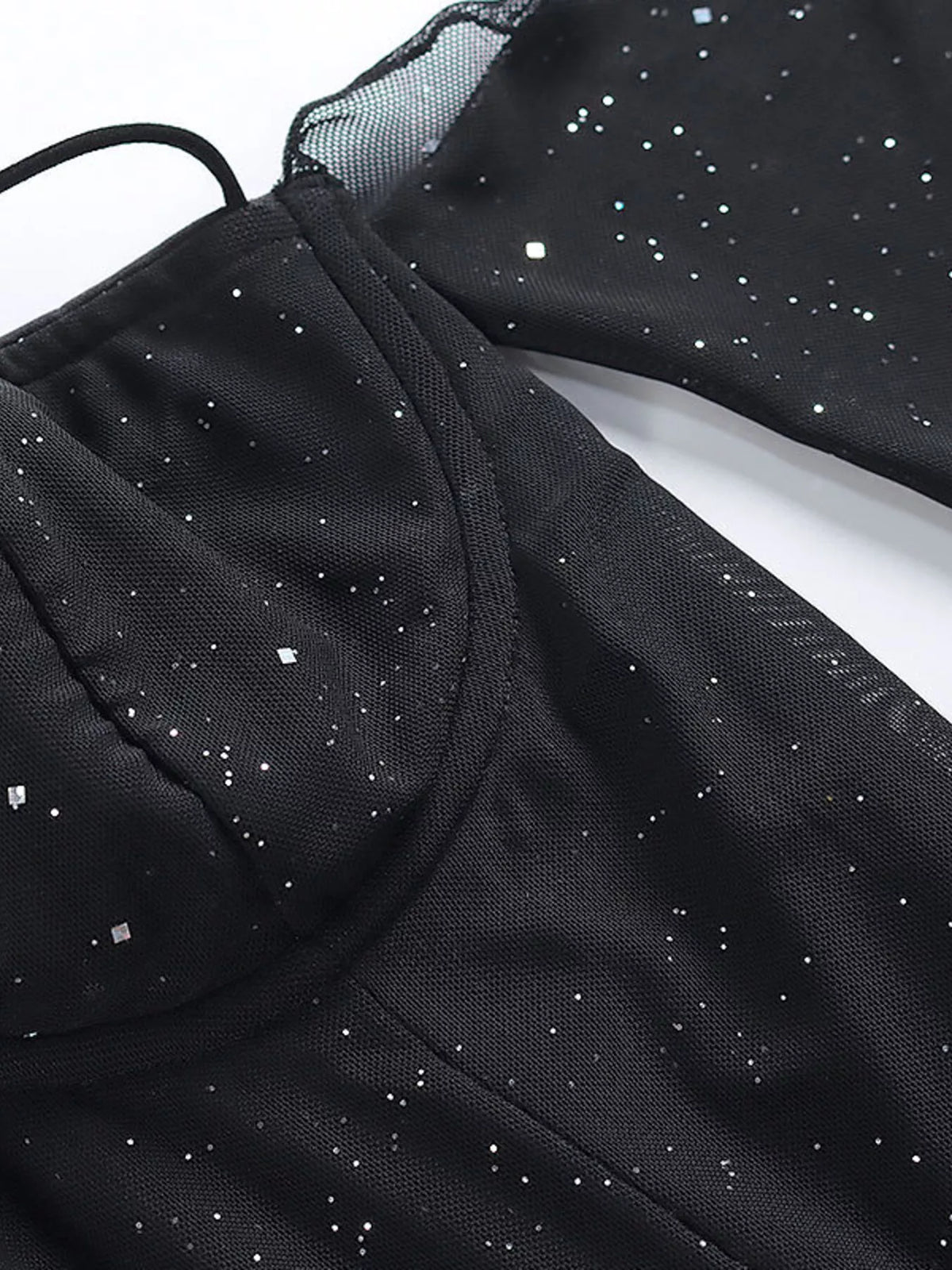 glitter long sleeve mini dress three quarter angle