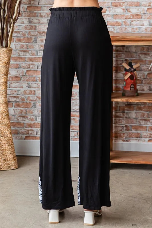 Heimish Full Size Solid Damask Casual Pants Plus Size - Fashorio