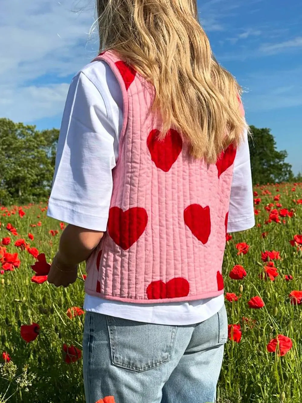 Tied Heart Vest with Pockets - Fashorio