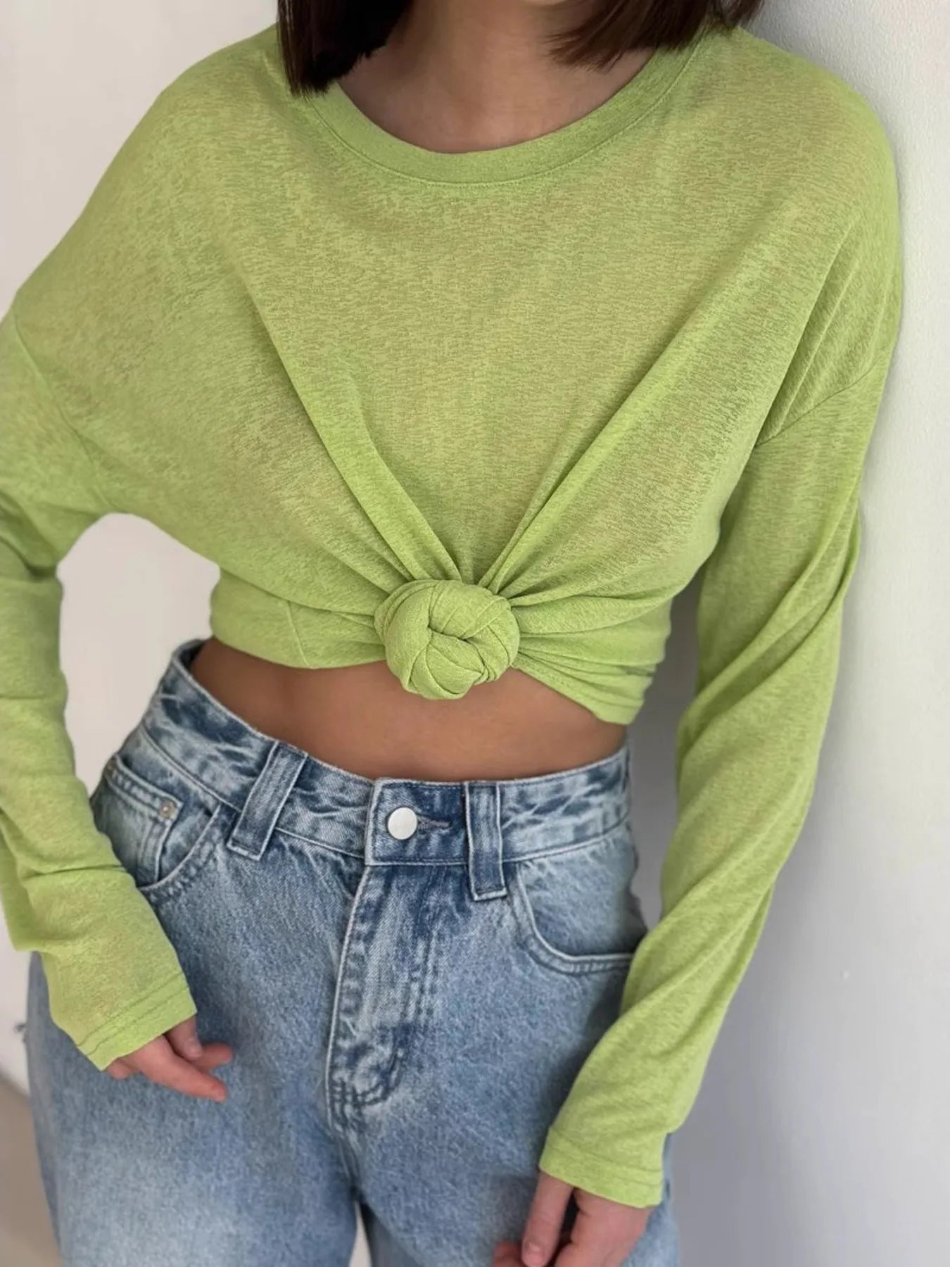 Knotted Long Sleeve T-Shirt - Fashorio