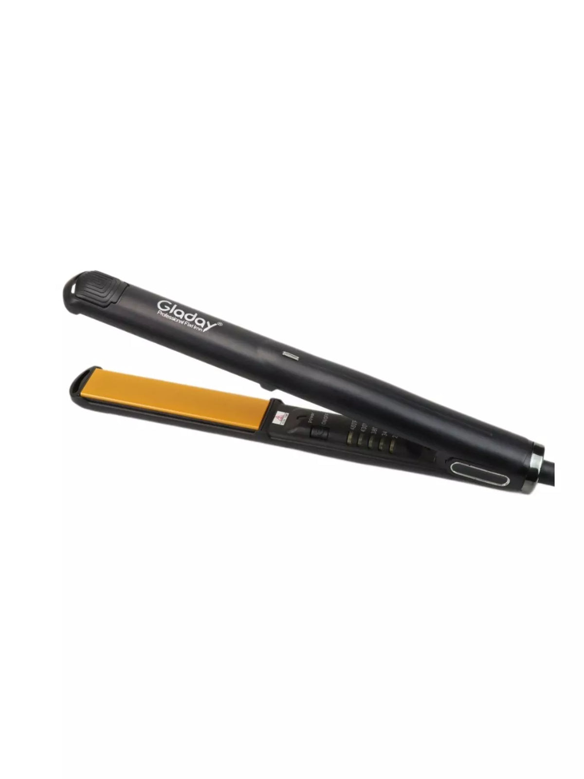 Hair straightener in use on hair