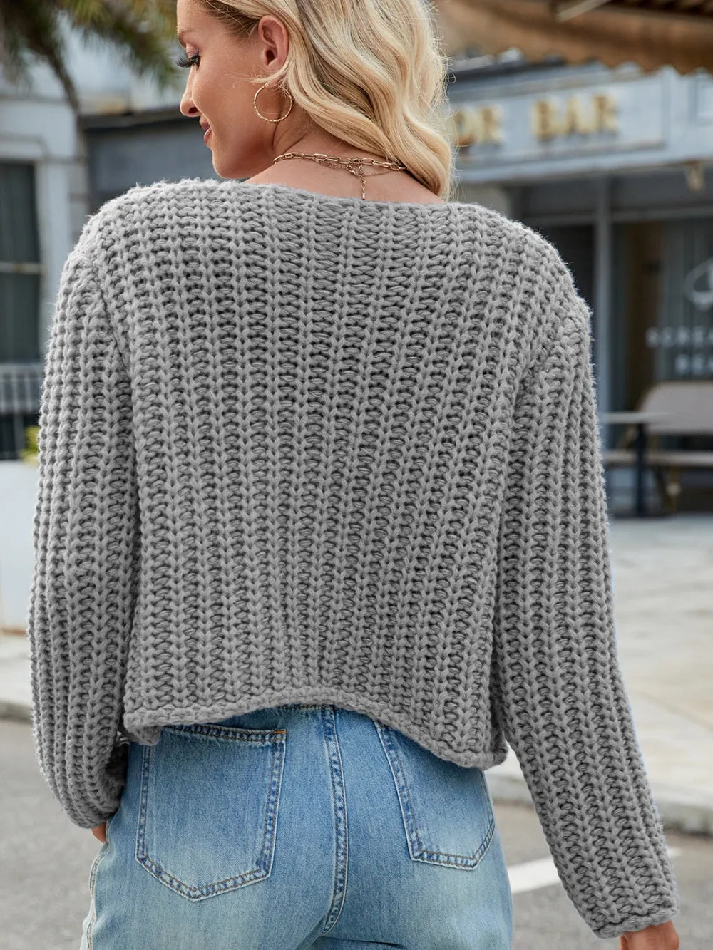 Round Neck Button Up Cardigan with Pockets - Fashorio