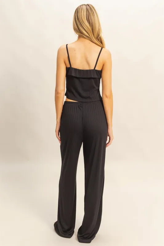 Rib Knit Cami Top and Pants Set side view