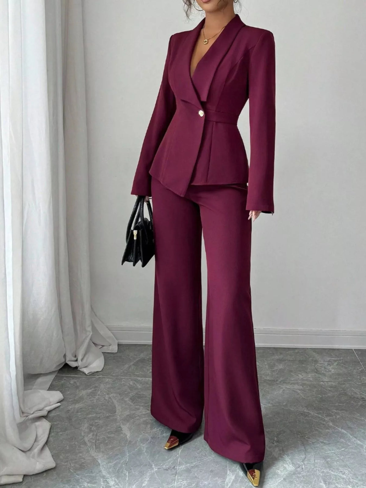 One Button Blazer and Pants Set, view 27