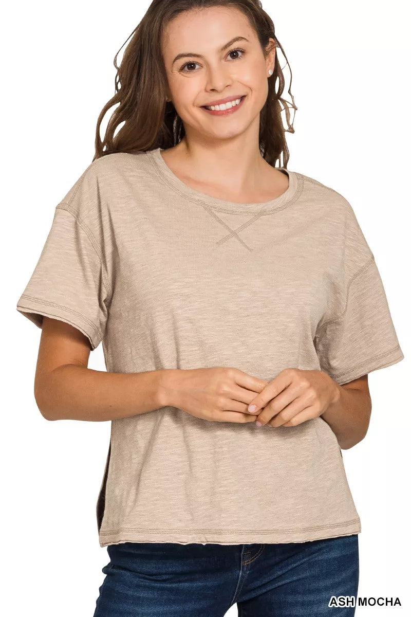 Cotton slub short sleeve tee front view