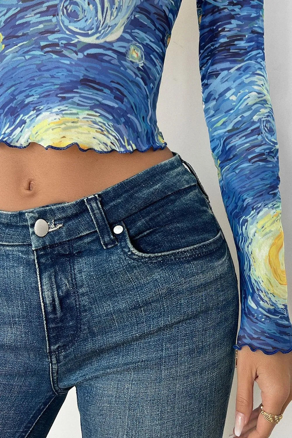 Starry mesh crop top full outfit