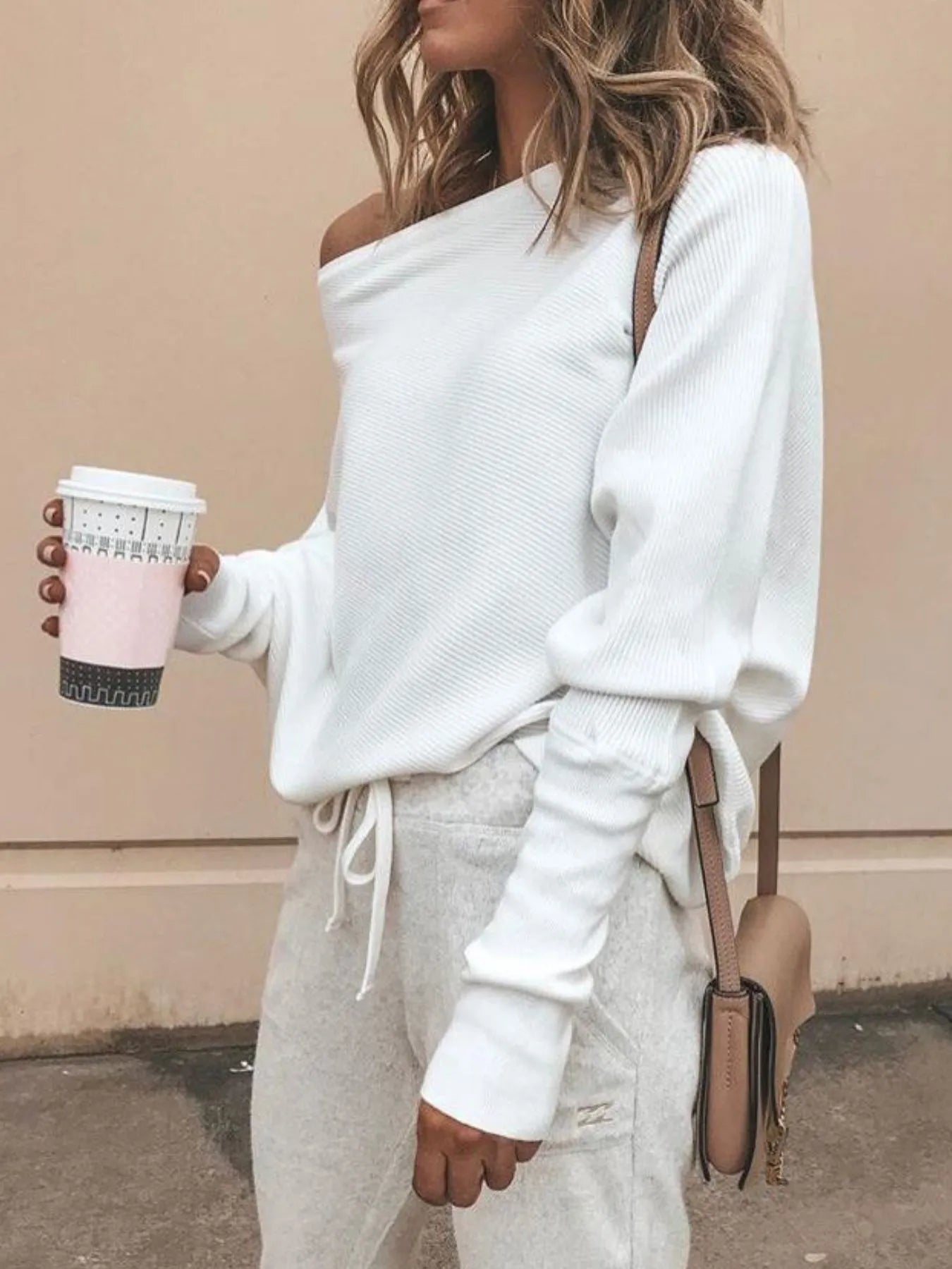 Full Size Single Shoulder Ribbed Knit Top Plus Size - Fashorio