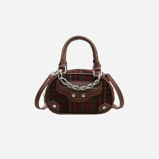Plaid Print Crossbody Bag Brown One Size - Fashorio
