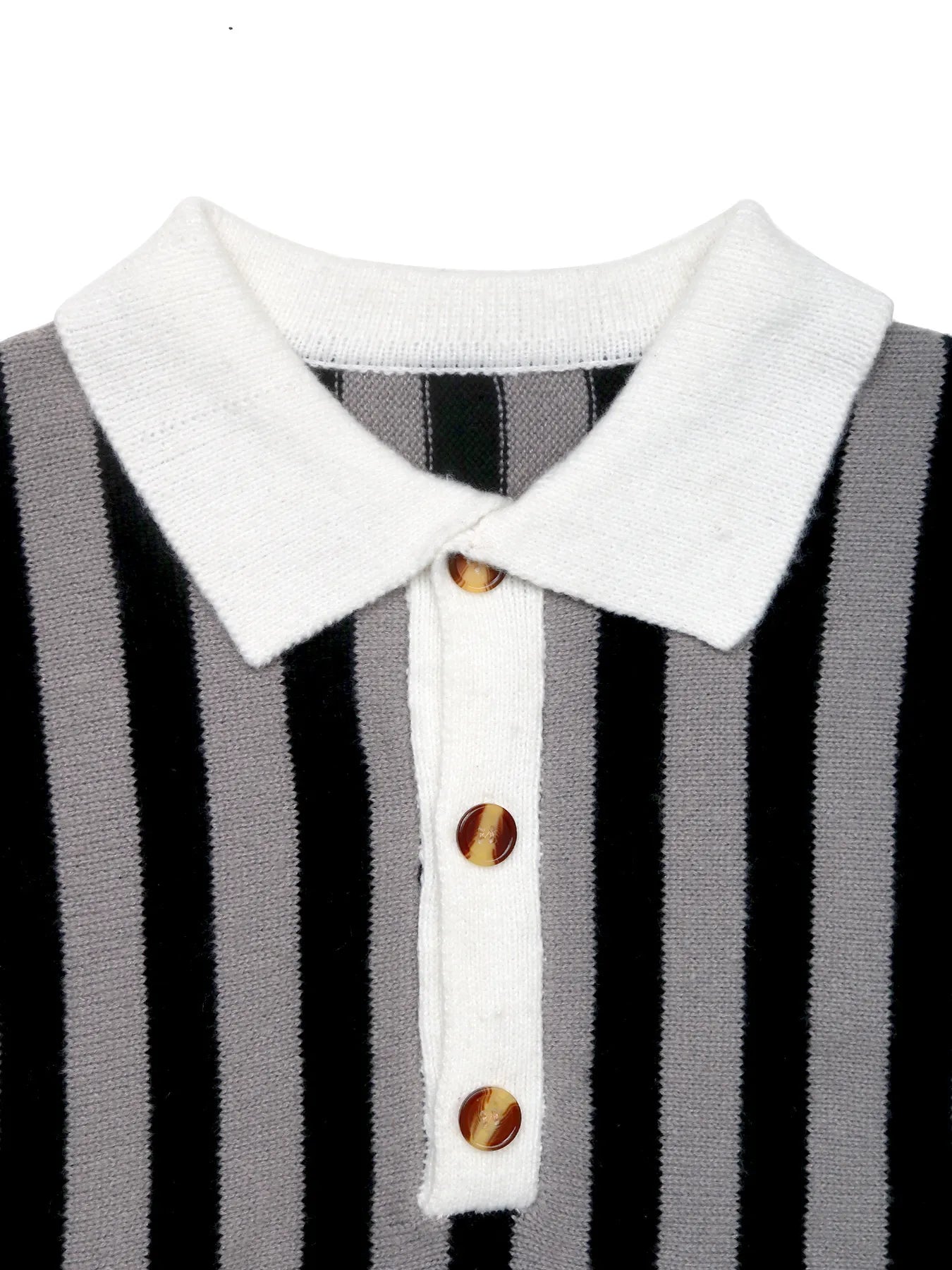 Striped Button Front Long Sleeve Sweater - Fashorio
