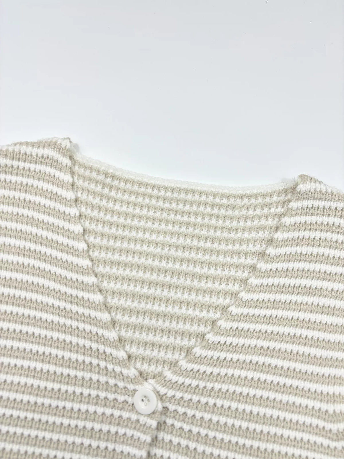 Striped Button Down Cropped Sweater Vest in Ivory styled look