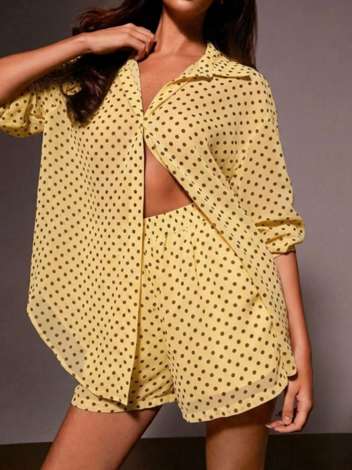 Polka dot set shirt and shorts view