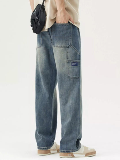 Men's Washed Wide Leg Jeans - Fashorio