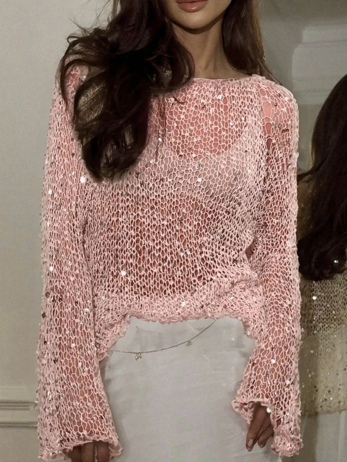 Sequin embellished cover up full length