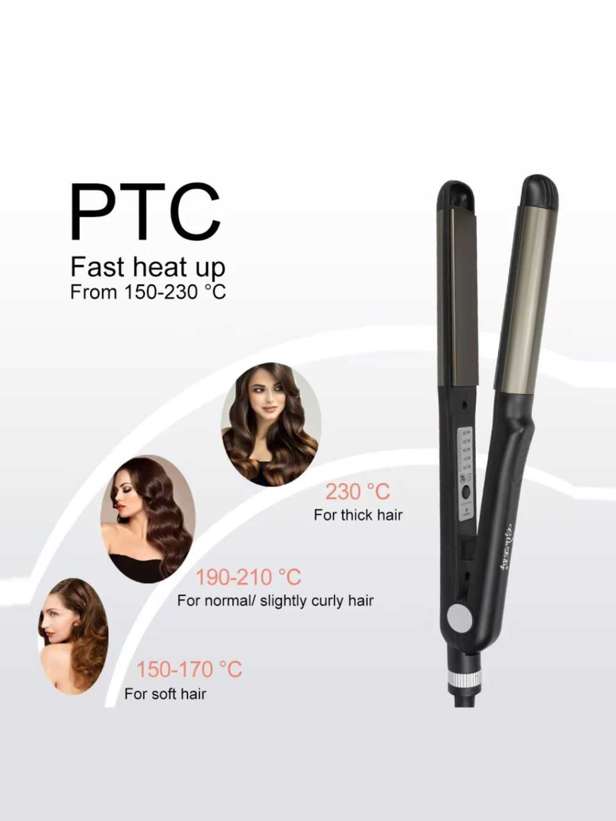Hair straightener controls close up