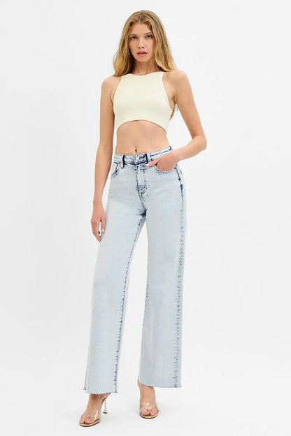 RISEN Full Size High Rise Wide Leg Jeans Plus Size - Fashorio