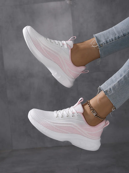 Gradient Lace Up Mesh Breathable Athletic - Fashorio