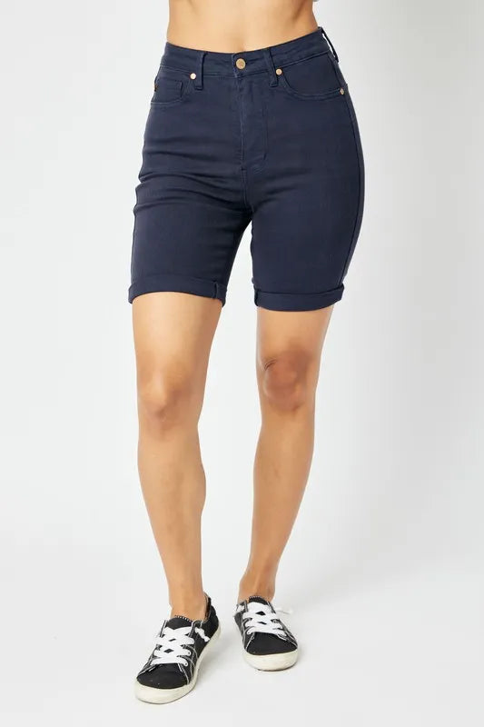 High waist tummy control Bermuda shorts shown from the side