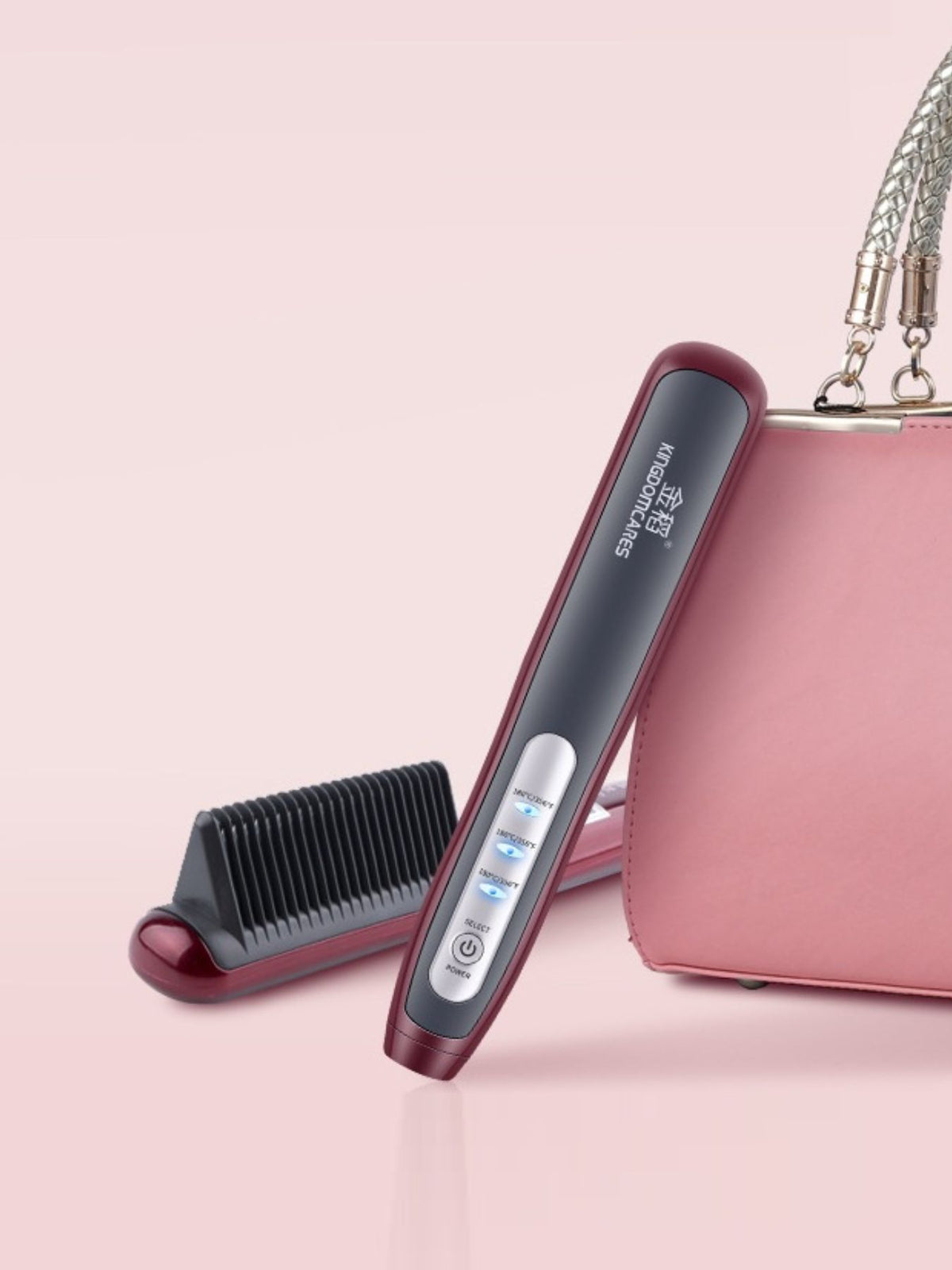 Burgundy heated straightening comb