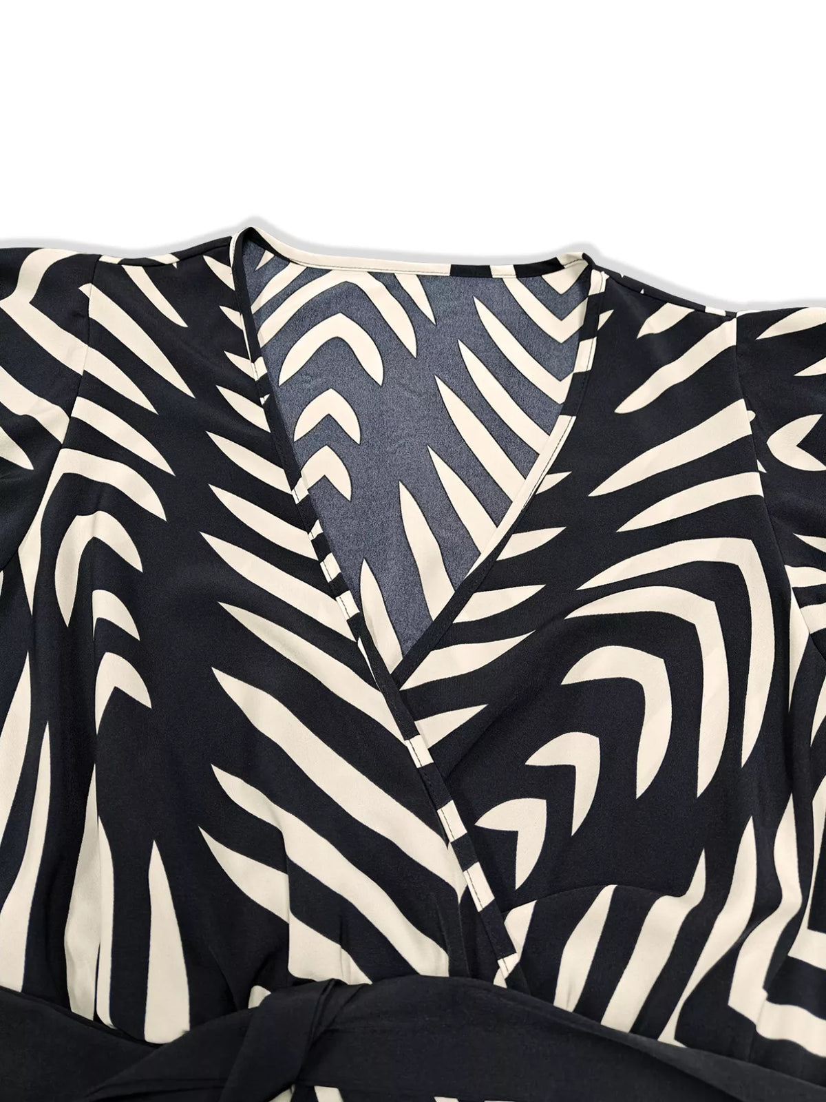 Chevron print wrap maxi dress detail view
