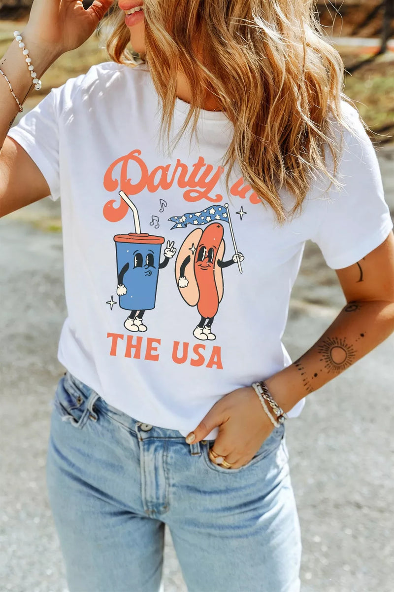 White patriotic graphic tee with chest pocket front view