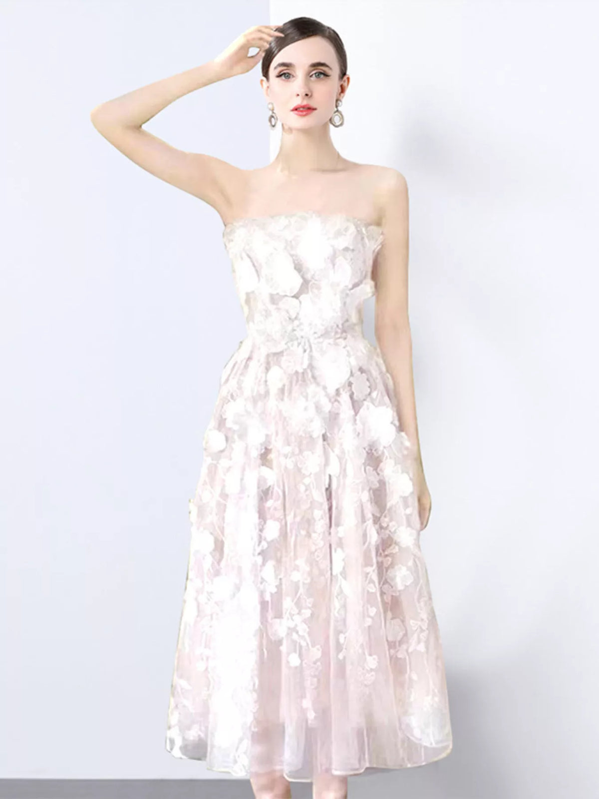 Applique dress side view