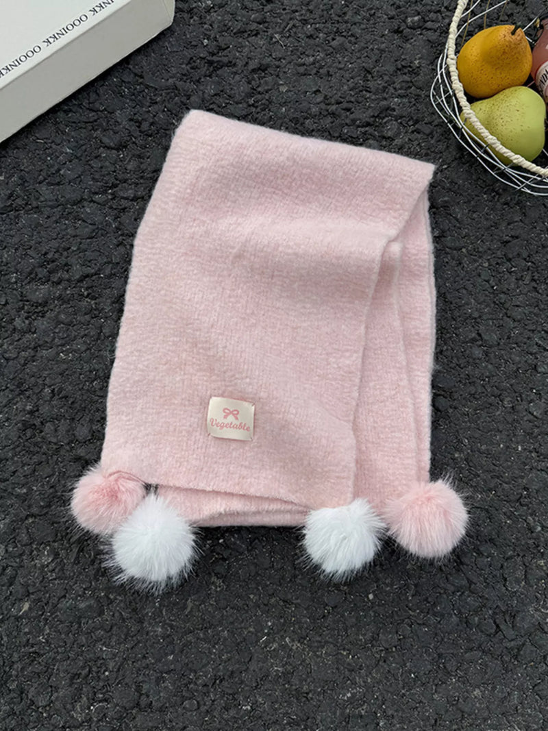Pom-pom scarf front view