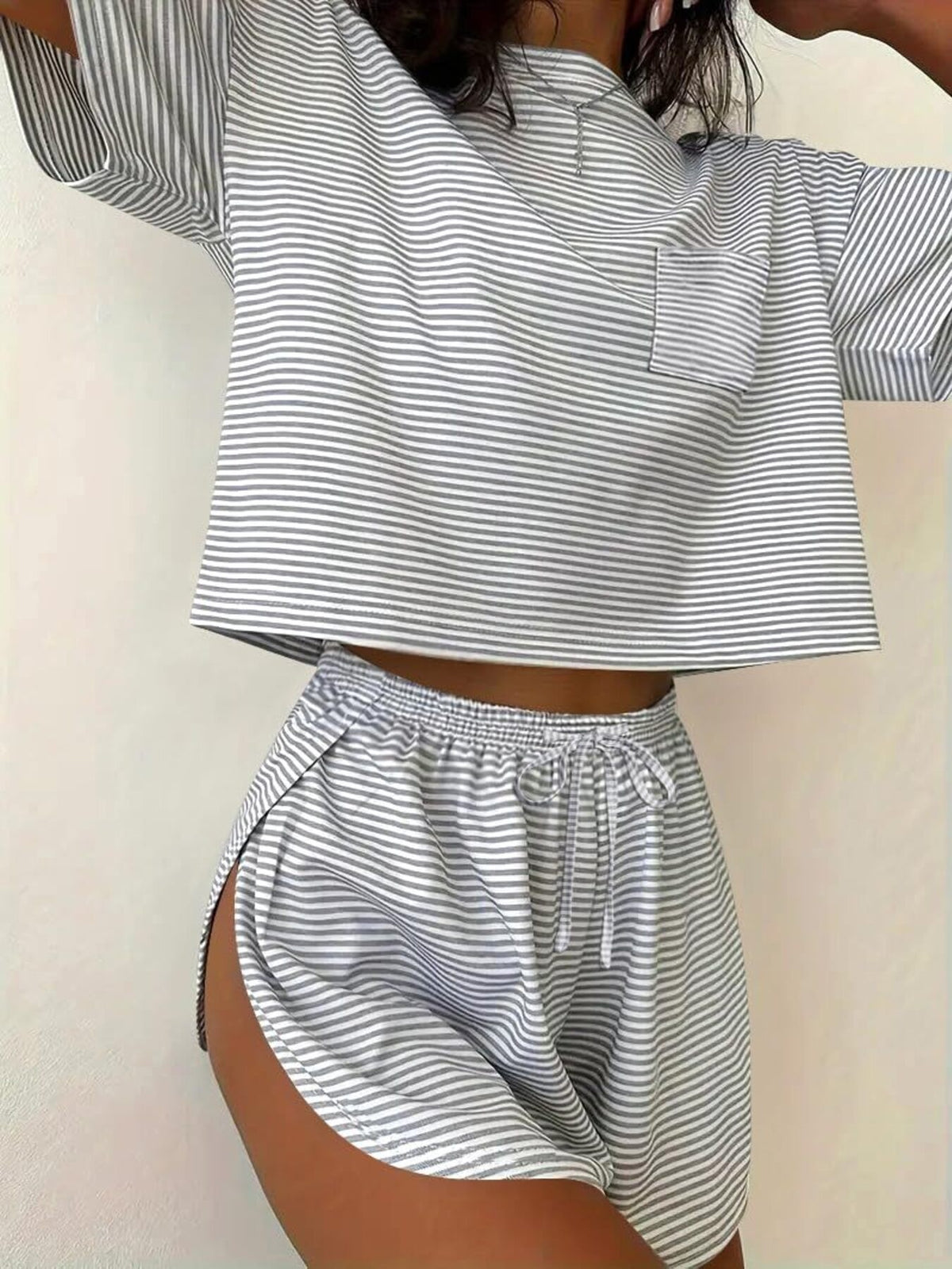 Printed Round Neck Tee and Shorts Set, view 9