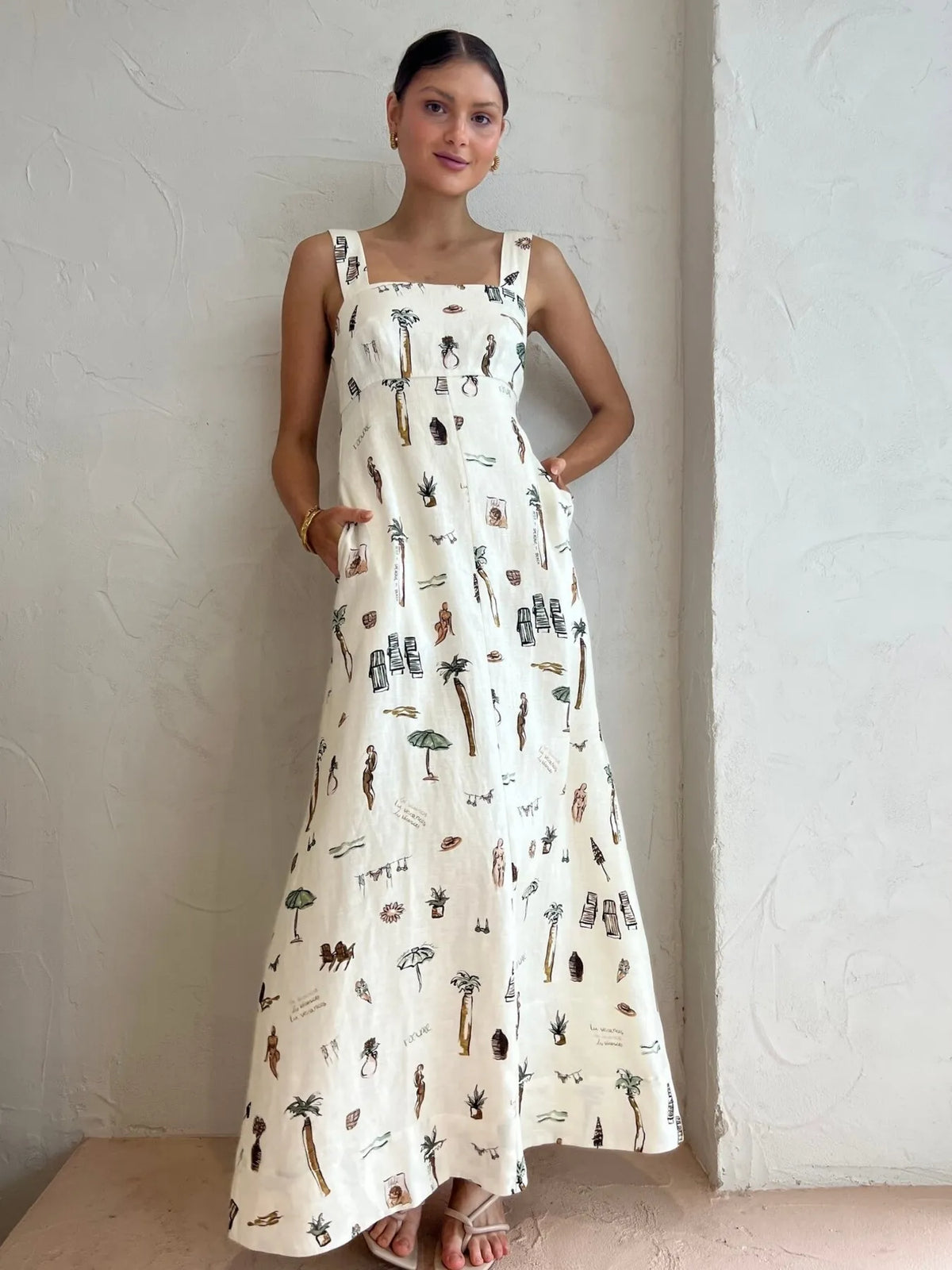 Printed cami maxi dress side view