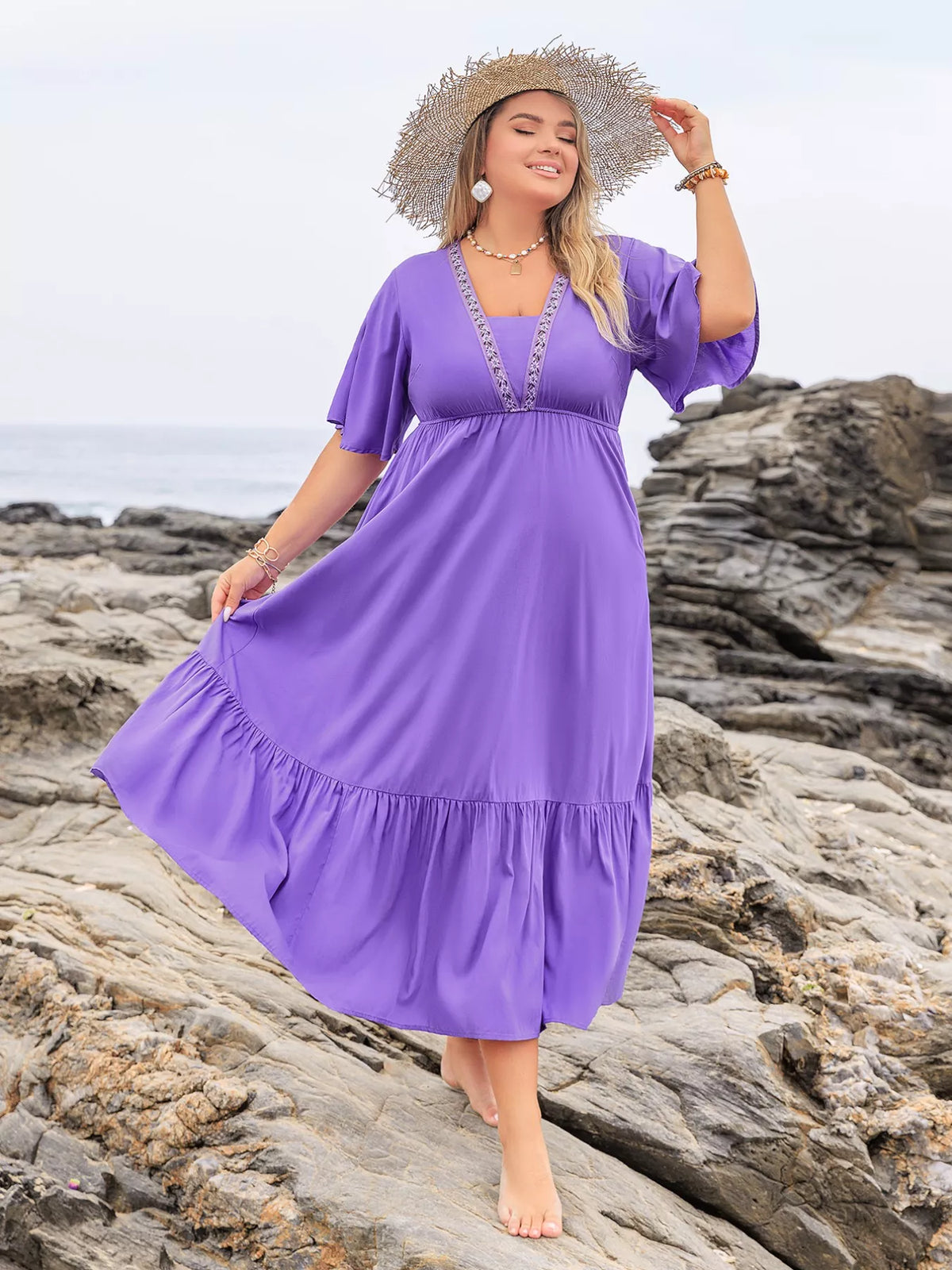 Flowy viscose maxi dress side view