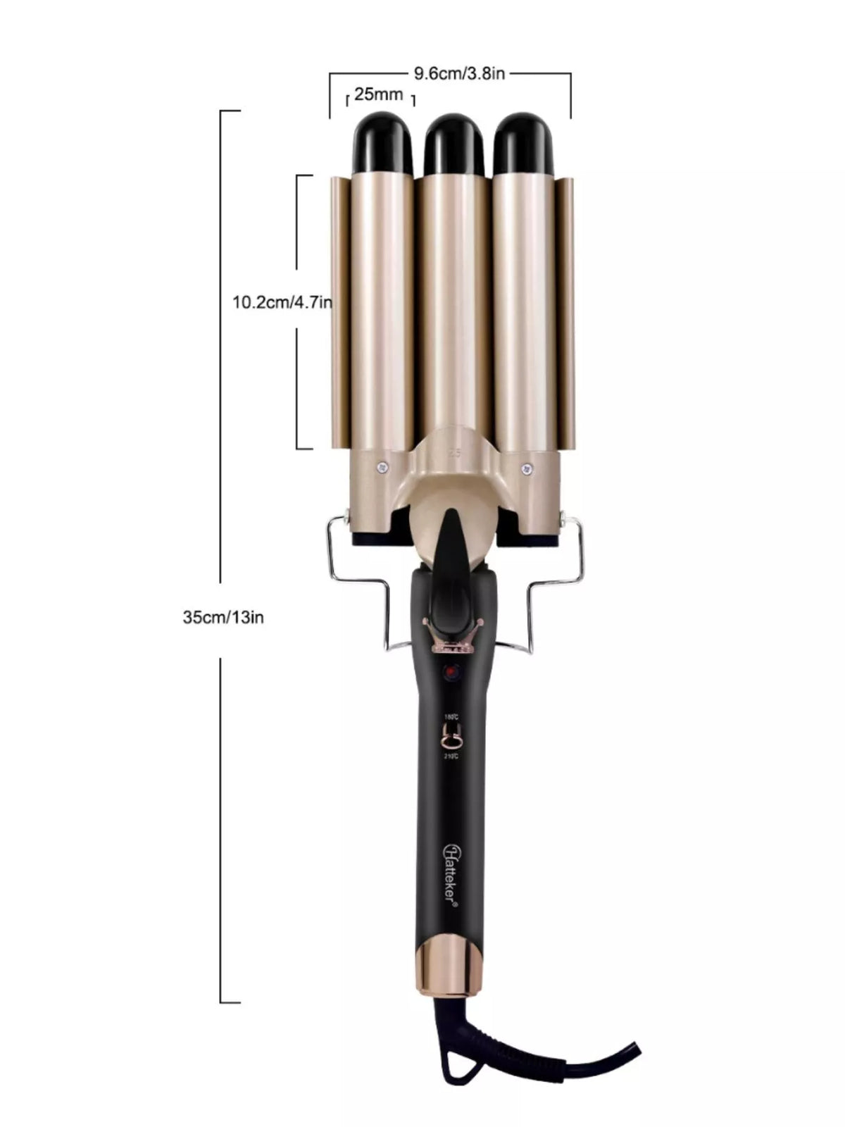 3 barrel curling iron waver on white background