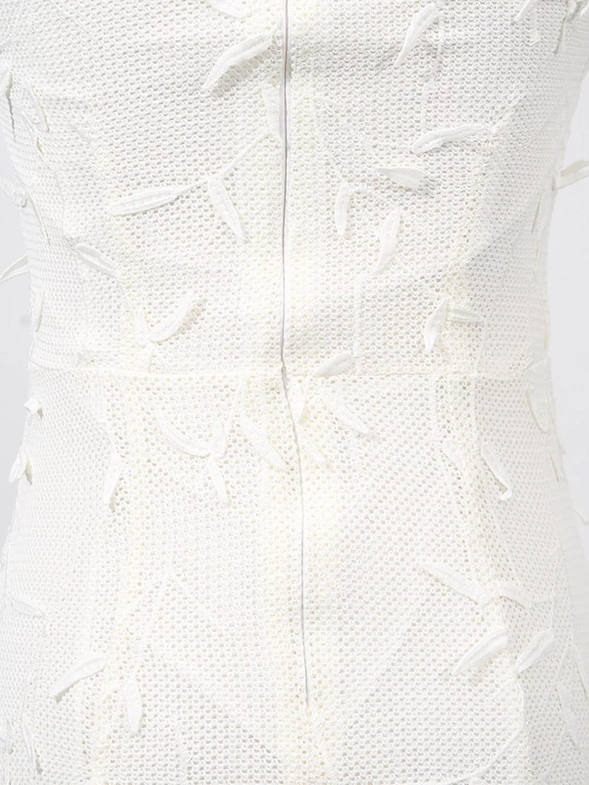 sleeveless floral applique off white midi dress side view