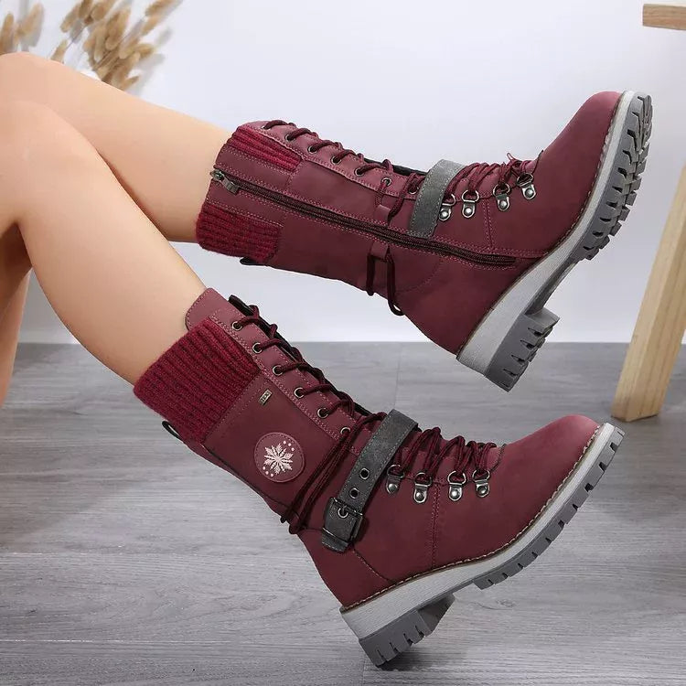 Lace Up Block Heel Boots lifestyle view