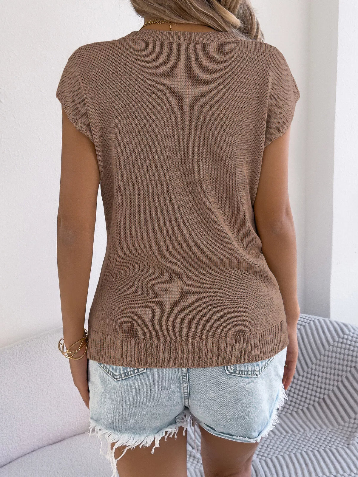 Cable openwork sweater close up detail