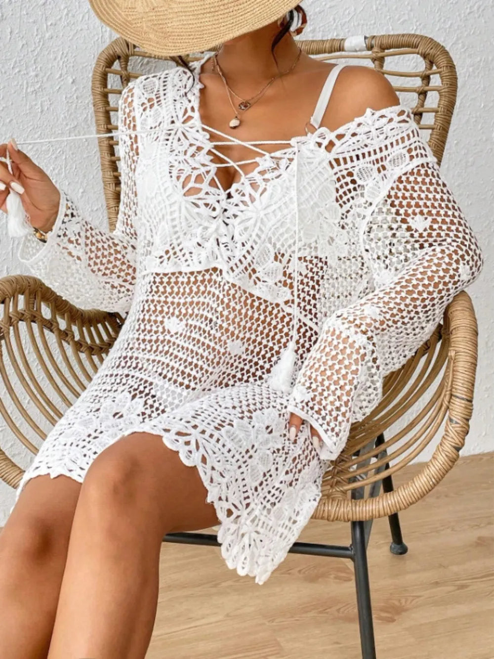 Long sleeve cover up drape view