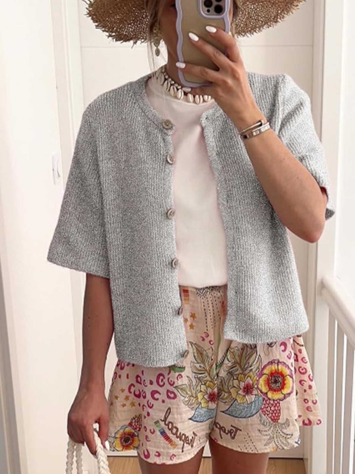 Short sleeve cardigan back view