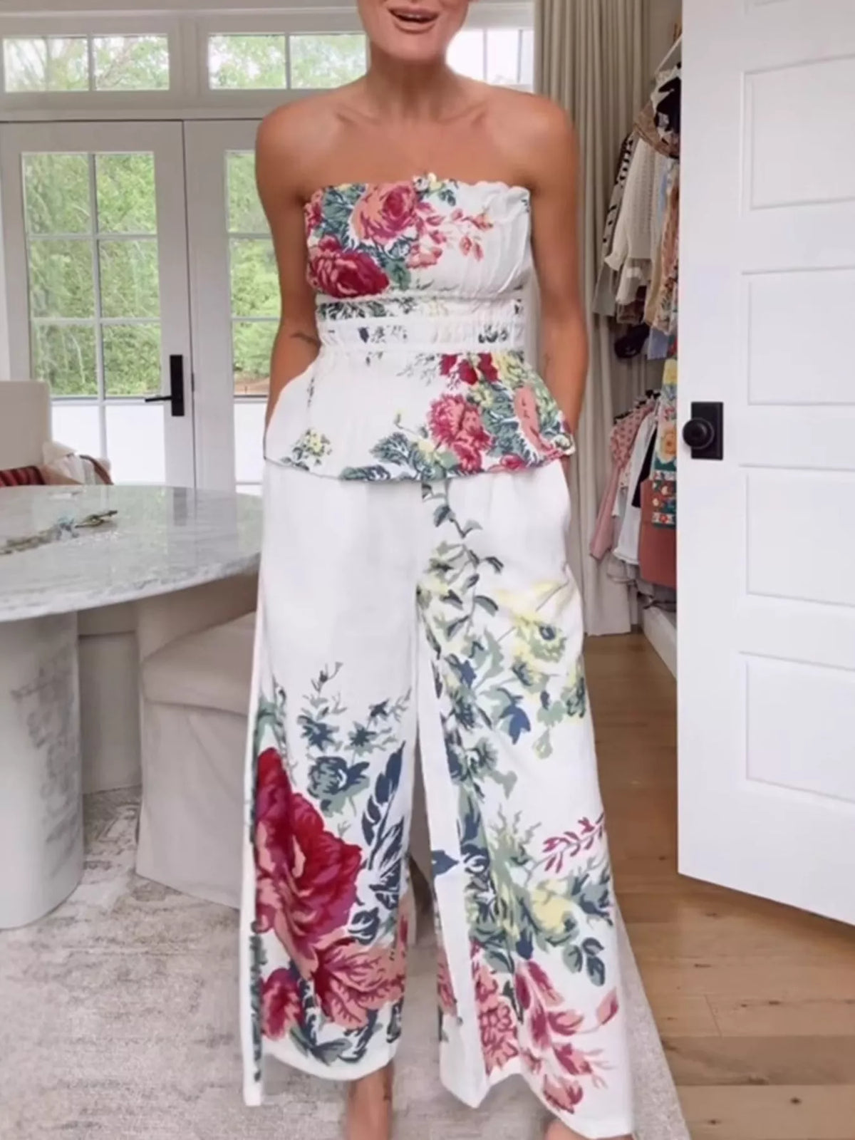 Strapless floral coordinated set side view
