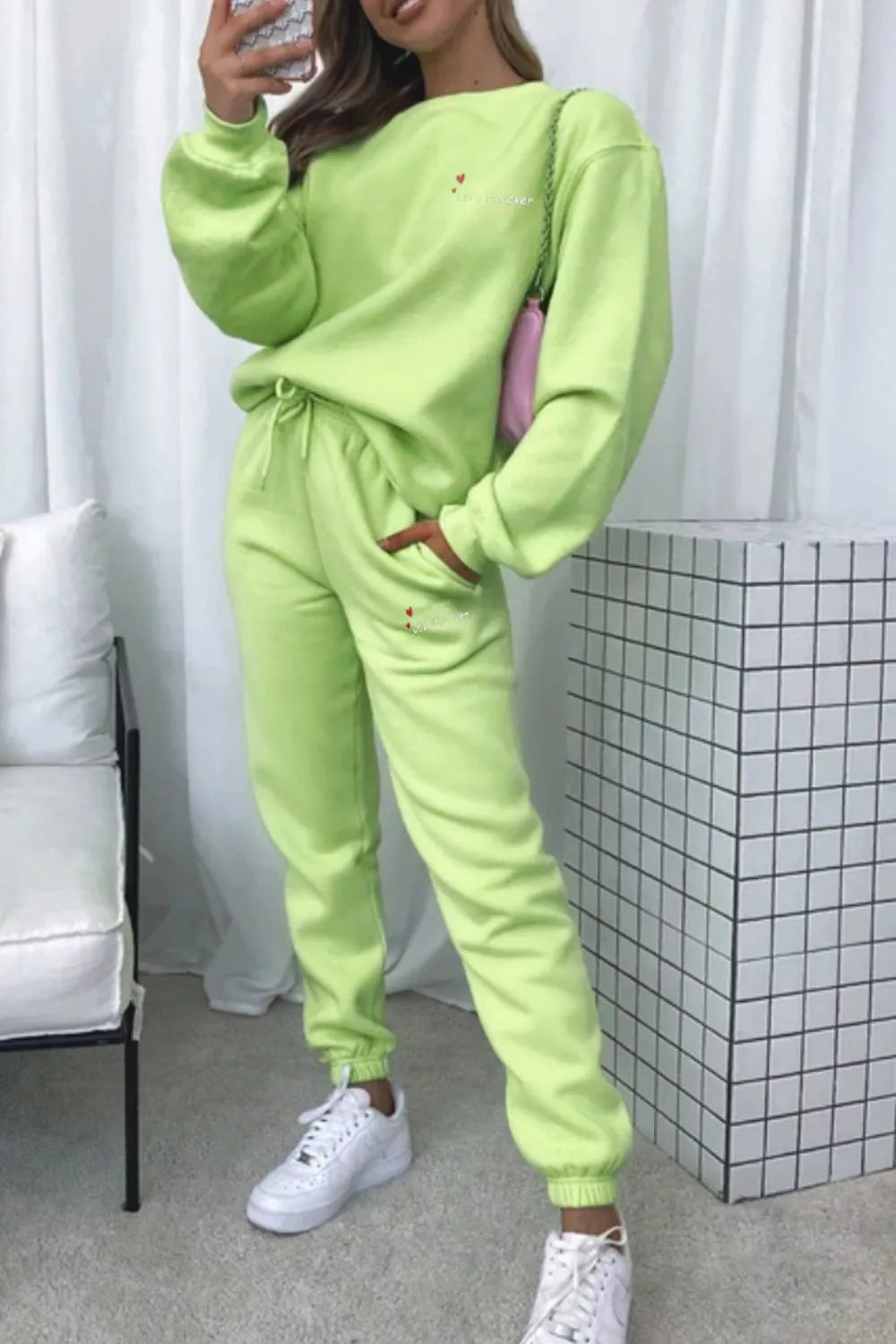 Round Neck Sweatshirt and Joggers Set, view 35
