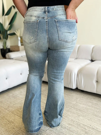Judy Blue Full Size Mid Rise Flare Jeans - Fashorio