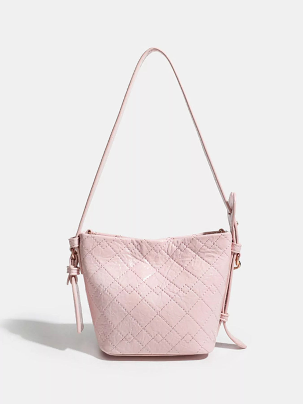White mini bucket bag detail