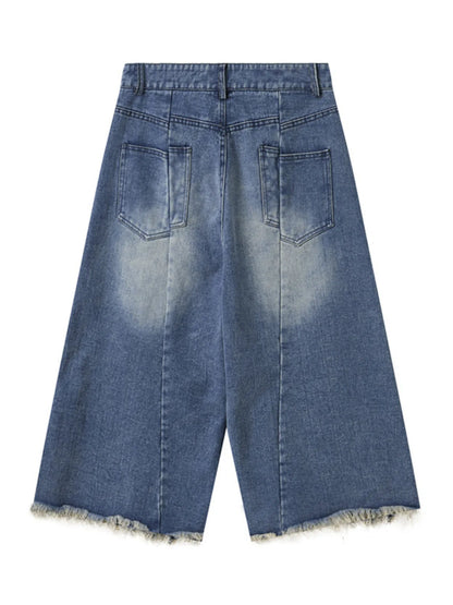 Men's Distressed Wide Leg Denim Shorts - Fashorio
