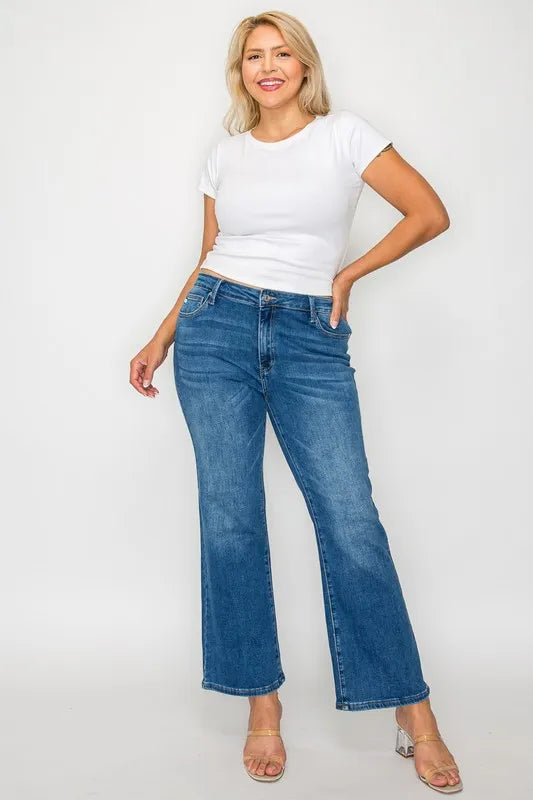 bytos Full Size Cat's Whiskers Mid Rise Ankle Jeans - Fashorio