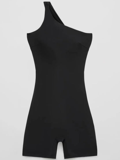 Single Shoulder Active Romper - Fashorio