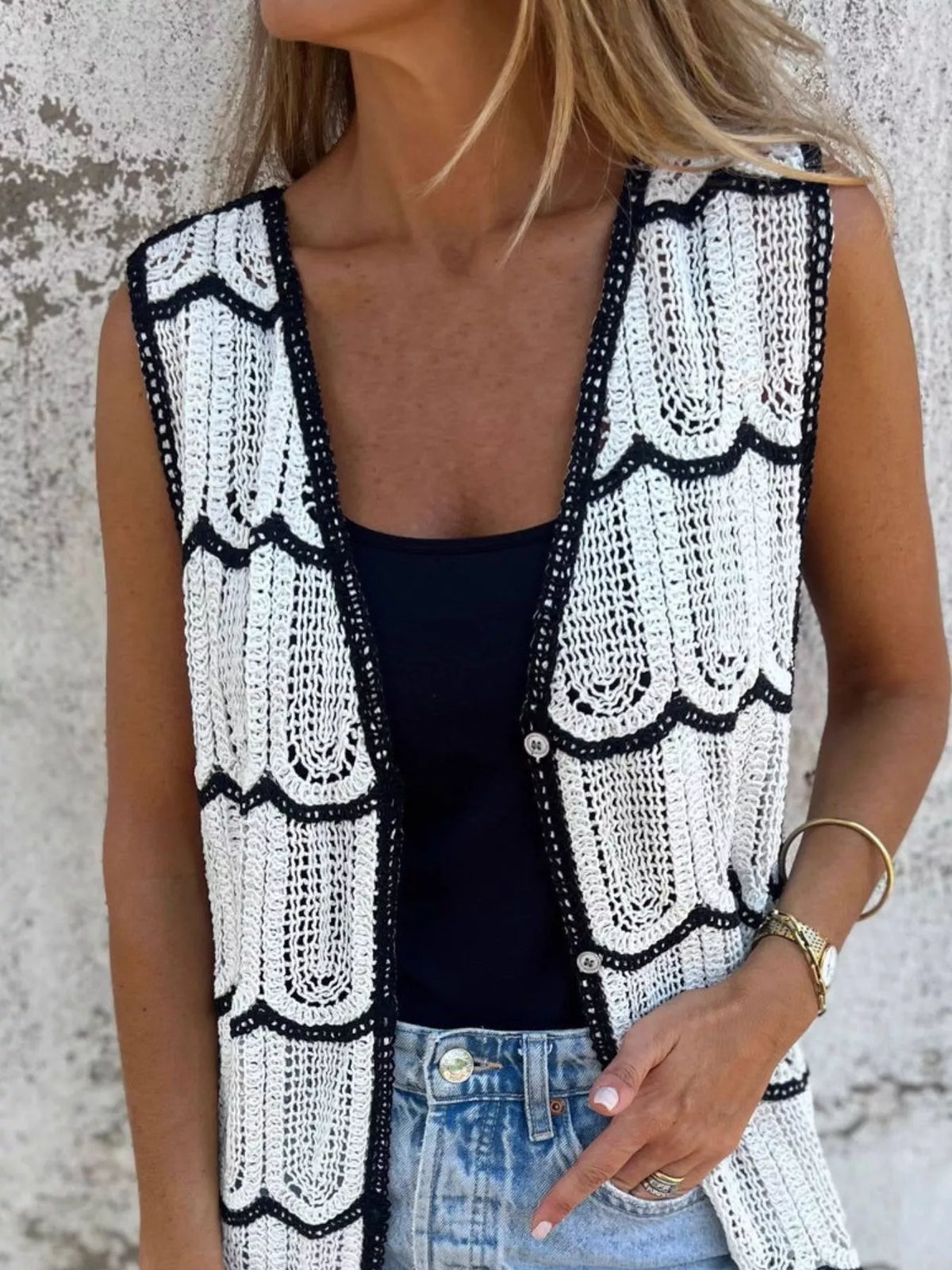 Back view of the crochet longline cardigan