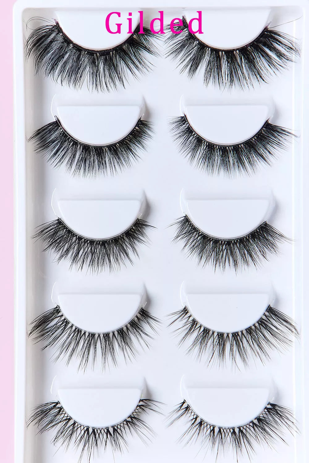 Faux mink lashes shown on transparent band